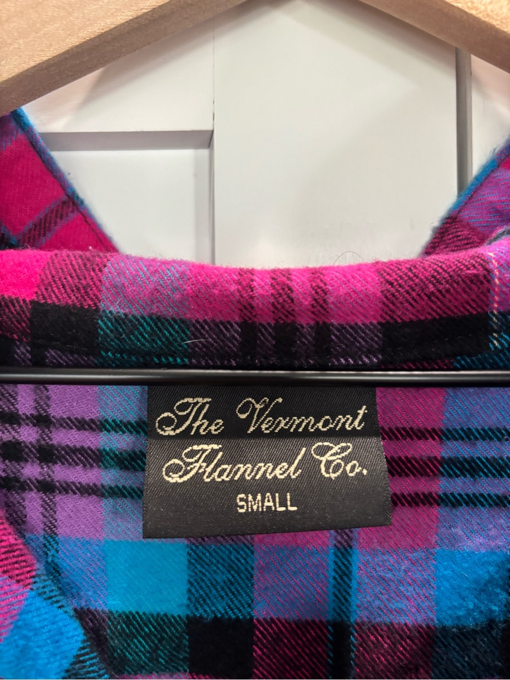 The Vermont Flannel Co. Plaid Shirt in Hot Pink, Teal & Black- Small - Picture 2 of 5